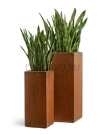 Кашпо TREEZ Effectory Corten Steel Высокий куб Бархатистая окись в-95 см 40х40 см 41.33-10-21-062-CS-95