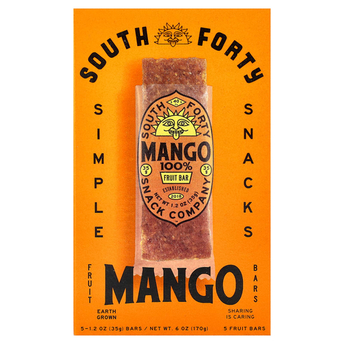 South Forty Snack Company, фруктовый батончик, 100% манго, 5 батончиков по 35 г (1,2 унции)