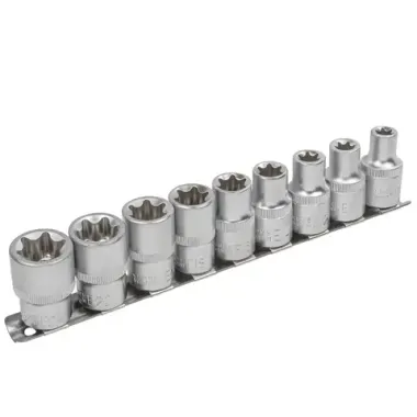 Набор головок Е-профиль 9пр.,1/2''(Е10,11,12,14,16,18,20,22,24), на металлической планке Baum Auto BM-4098[1/2"]