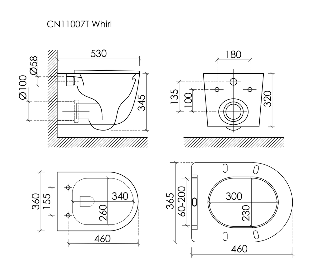 Унитаз подвесной Ceramicanova Вихрь (Whirl) торнадо 3.0 сиденье микролифт белый CN11007T