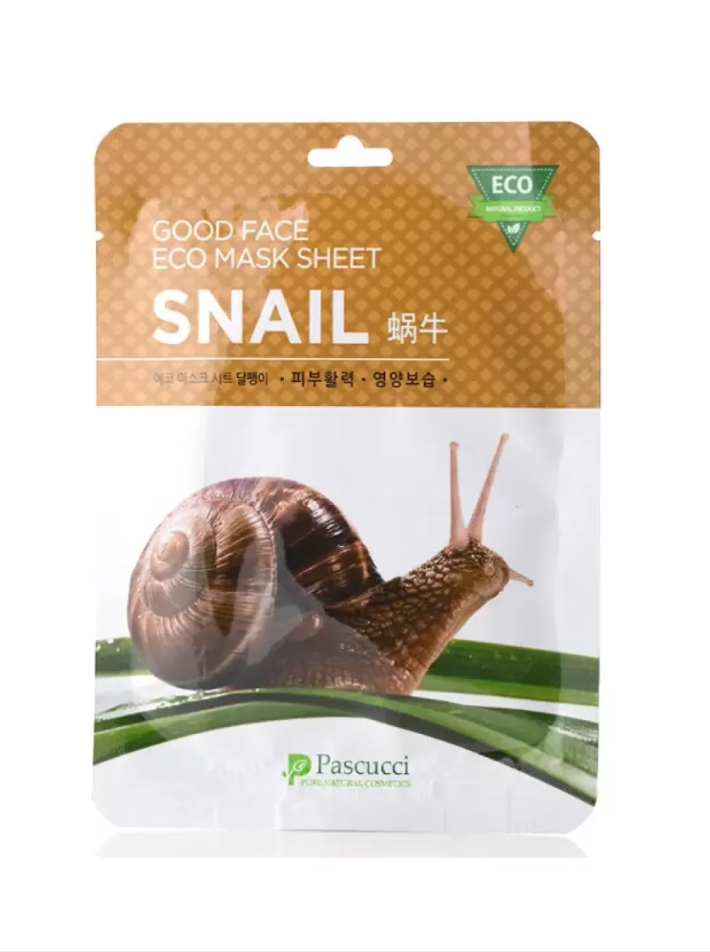 Pascucci Mask Sheet Good Face Eco Snail Маска для лица тканевая с муцином улитки, 23 мл