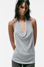 ТРИКОТАЖНЫЙ ТОП ХАЛТЕР С БЛЕСТЯЩЕЙ НИТЬЮ — ZARA