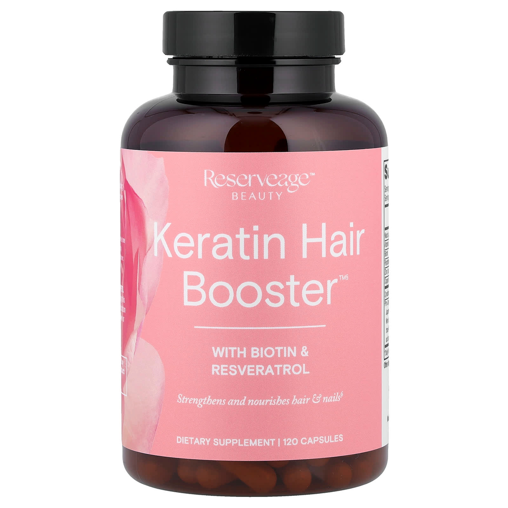 Reserveage Beauty, Кератиновый усилитель для волос с биотином и ресвератролом, 120 капсул