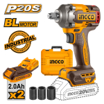 Аккумуляторный бесщеточный ударный гайковерт INGCO CIWLI2040 INDUSTRIAL 20 В 1/2" 400 Нм