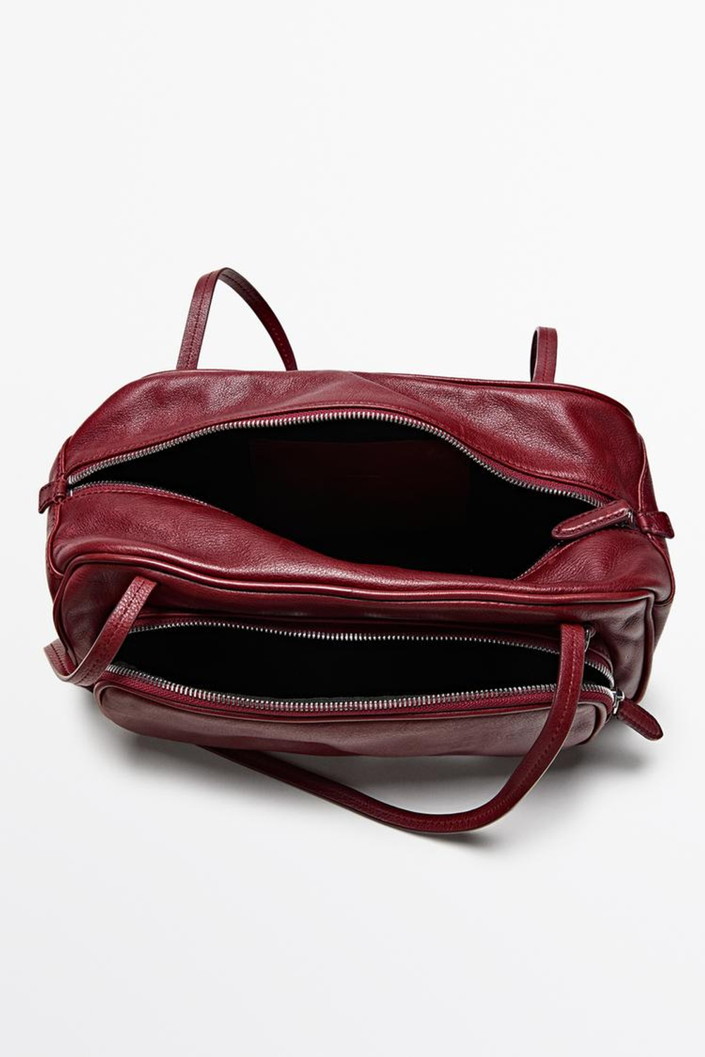 Massimo Dutti Средняя сумка-боулинг из кожи наппа, красный