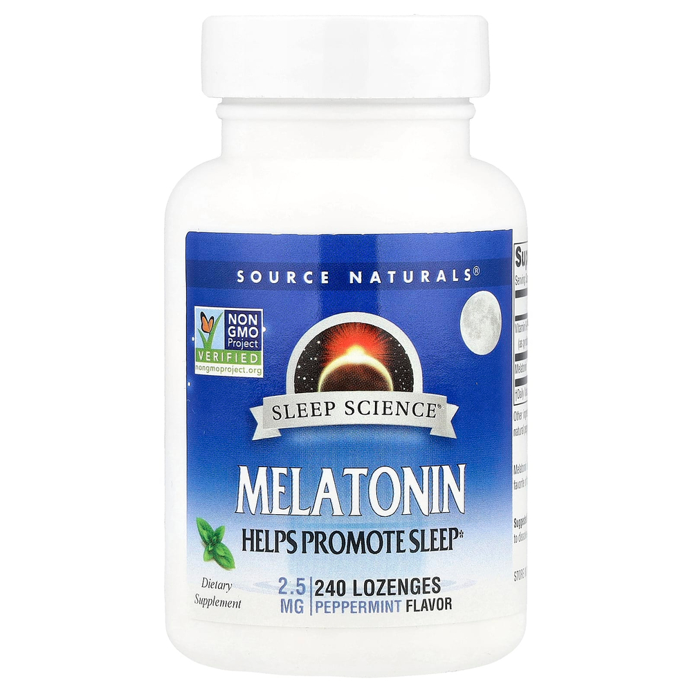 Source Naturals, Мелатонин, перечная мята, 2,5 мг, 240 пастилок