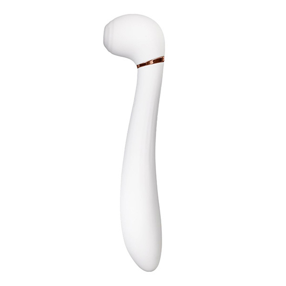 Белый вибратор с вакуумной стимуляцией 23см ToyFa Flovetta Jasmine 457714