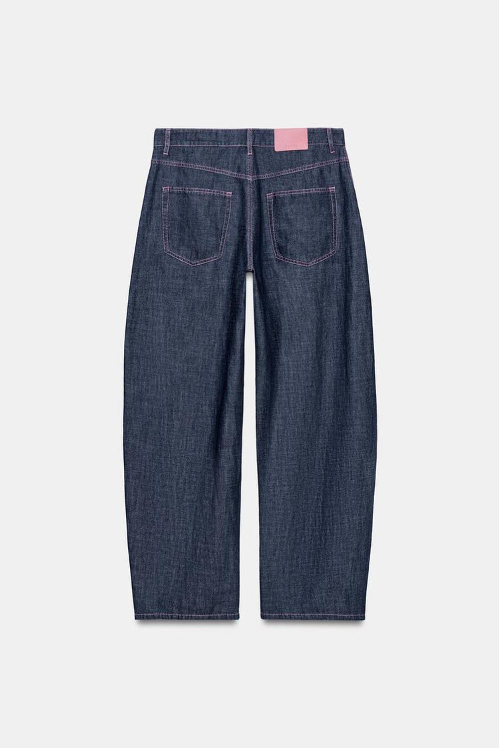 ZARA БРЮКИ BARREL ИЗ ЛЬНА, ИНДИГО
