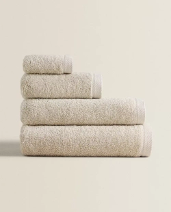 ZARA HOME ОДНОТОННОЕ ПОЛОТЕНЦЕ, КРЕМОВЫЙ