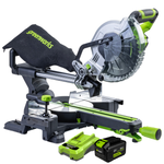 Торцовочная пила акк. Greenworks GD24MS216, 24V, б/щ, 4800 об/мин, 216x30мм,рез 65х310мм,c 1х8Ач и быстрым ЗУ(1501707UH)
