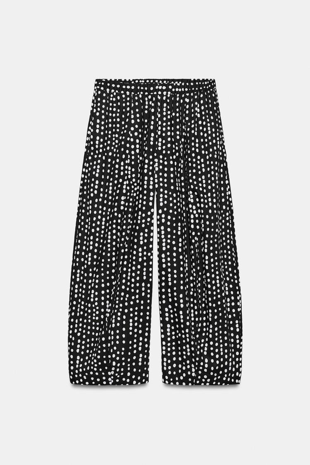 ZARA БРЮКИ В ПИЖАМНОМ СТИЛЕ В ГОРОШЕК — ZW COLLECTION, ЧЕРНЫЙ/ЭКРЮ