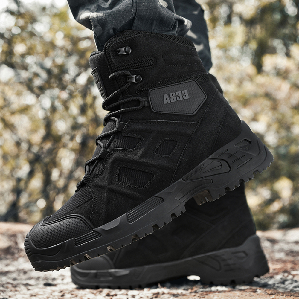 CHENGSHILUOTUO Combat Boots Men"s Black/Sand