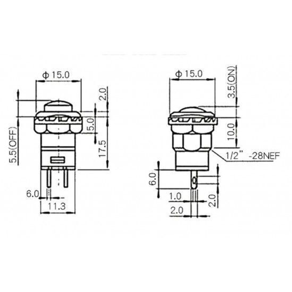 Кнопка с фиксацией DS-428/427 12мм синяя