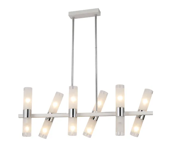 Люстра подвесная Rilon 74784/12L WHITE+CHROME, 12×40 Вт, хромированная и белая