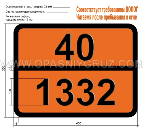 Табличка Опасный груз 40-1332 МЕТАЛЬДЕГИД
