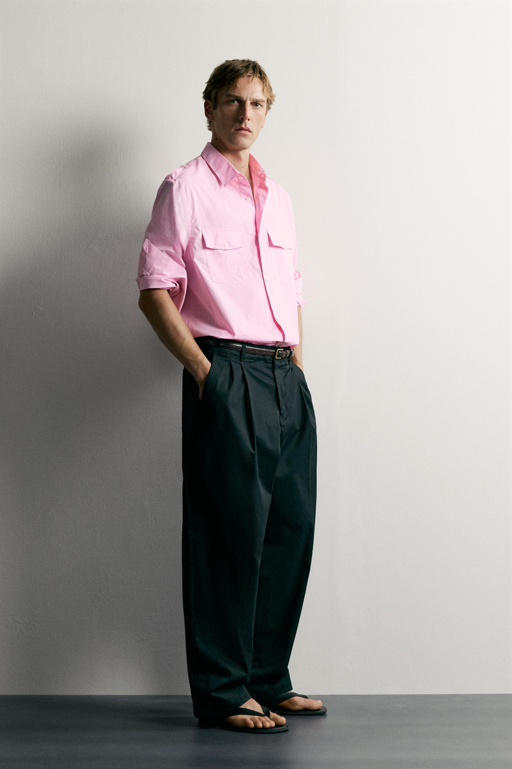РУБАШКА RELAXED FIT С ХЛЯСТИКАМИ — ZARA