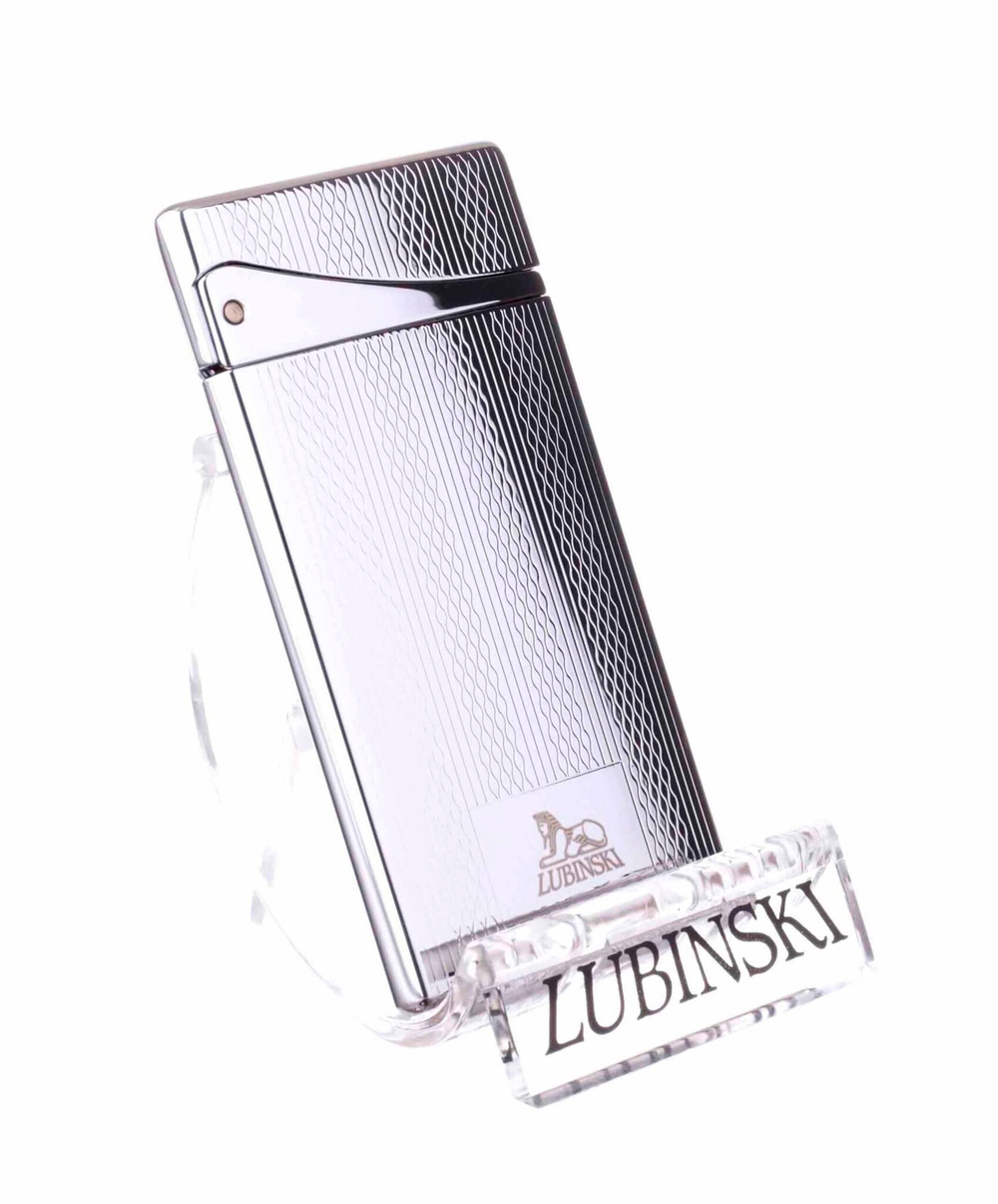 Зажигалка Lubinski "Флоренция", плоская, турбо, серебристая в рубчик