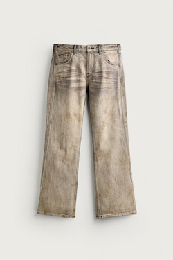 ZARA ДЖИНСЫ BOOTCUT LOW RISE С ВИНТАЖНЫМ ЭФФЕКТОМ, СВЕТЛО-СЕРЫЙ