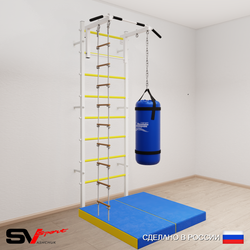 Шведская стенка Sv Sport усиленная 6117 (Турник стандарт/Лестница/Цепь/Мешок 30кг/Мат 1м)