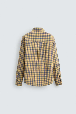 ZARA РУБАШКА RELAXED FIT В КЛЕТКУ, ЦВЕТ СЛИВОЧНОГО МАСЛА
