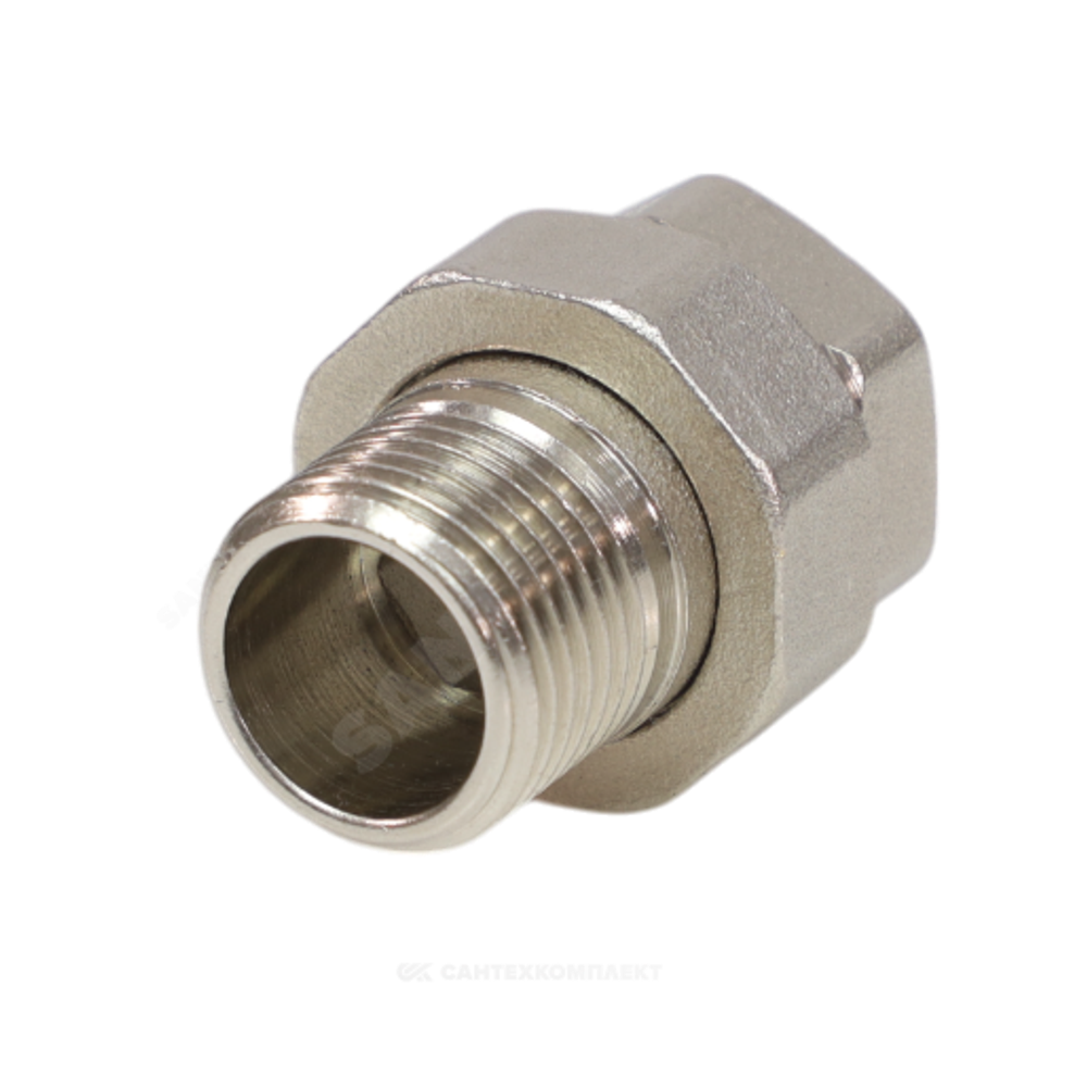 Соединитель латунь никель американка Ду 25 (1") прямой ВР/НР VALFEX VF.340.N.100