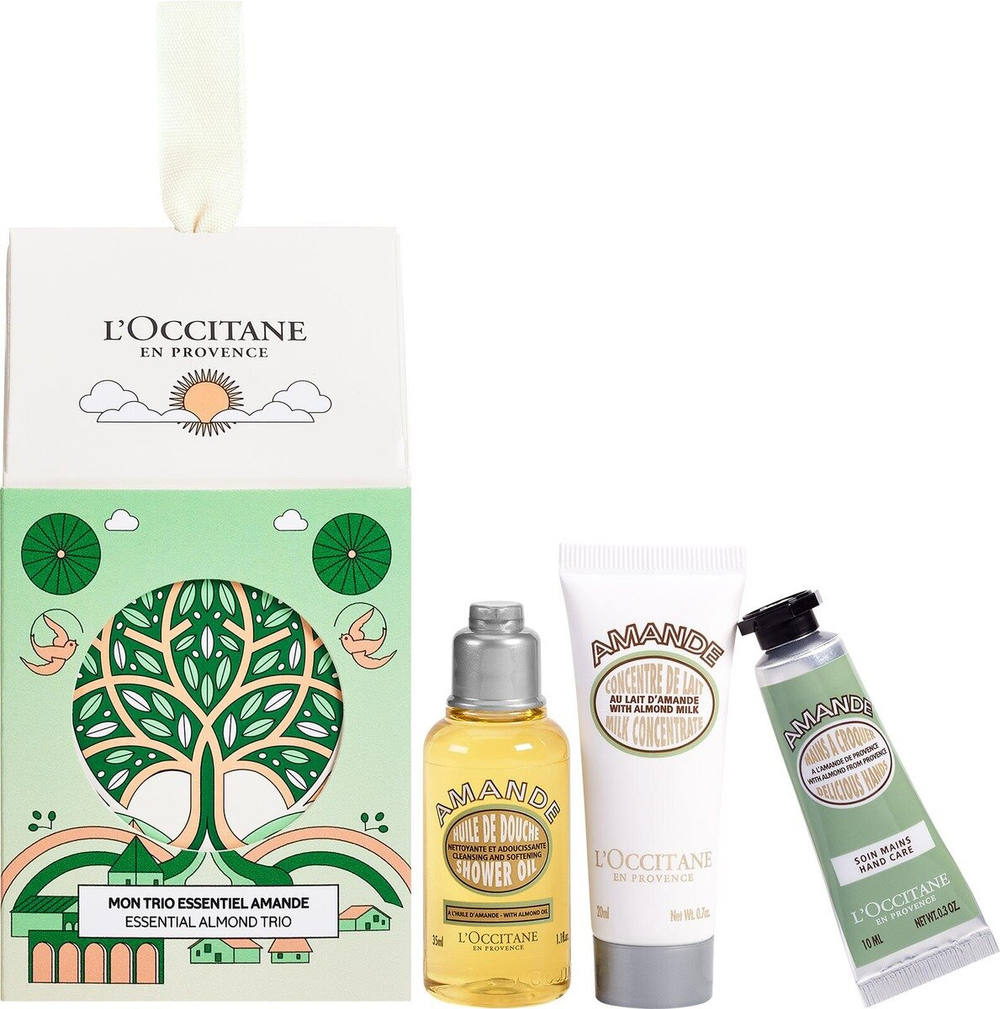 L'Occitane en Provence Набор Almond (масло для душа 35 мл, молочко для тела 20 мл, крем для рук 10 мл) 65 мл (из Финляндии)