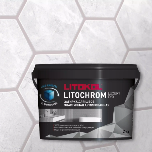 Затирка швов цементная Litokol Litochrom 1-6 Luxury Evo LLE.115 светло-серый, ведро 2 кг