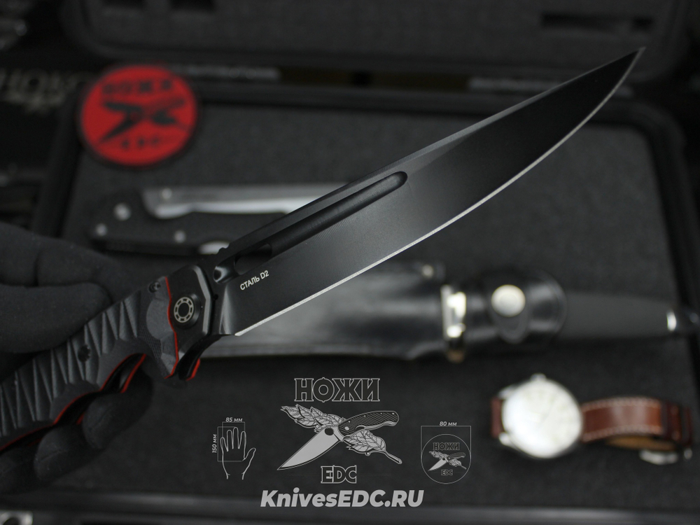 Складной нож НОКС Аватар М Red-Black 334-709404 на подшипниках c клинком из стали D2, рукоять G10
