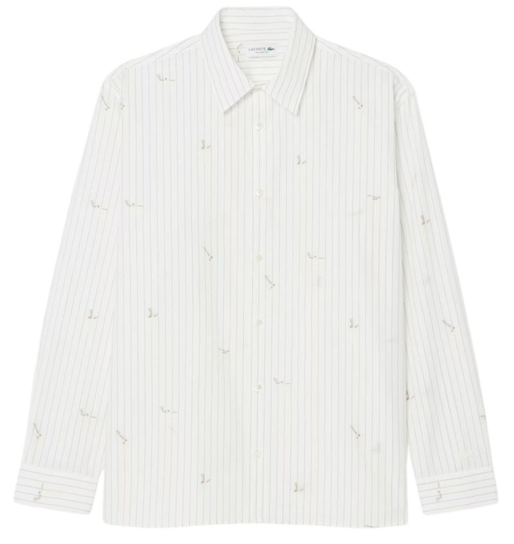 Мужское теннисное поло Lacoste Relaxed Fit Embroidered Cotton - white