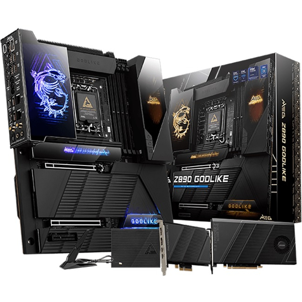 Материнская плата MSI MEG Z890 GODLIKE (LGA1851/Z890/4xDDR5/2xPCI-Ex16/8xM.2/Wi-Fi/BT/GLAN/Thunderbolt/USB Type C/E-ATX)