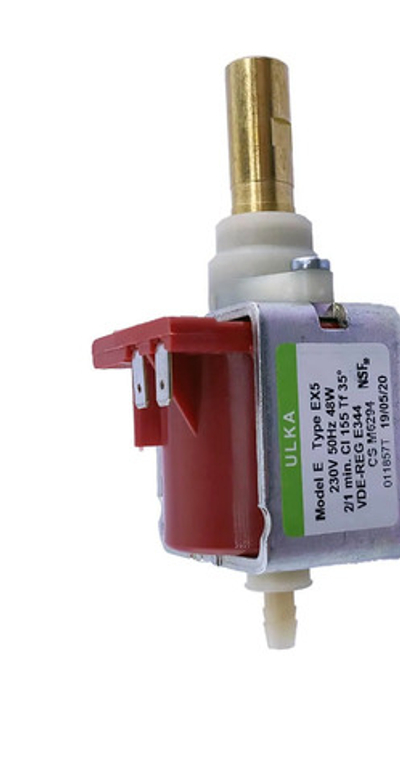 Насос помпа для кофемашин ULKA EX5 48w  латунный выход, вибрационный, для кофеварок  15Bar 48W 220V 650 мл/мин 9BQ174, CFM002UN, AV5433, Q072B, 0011446