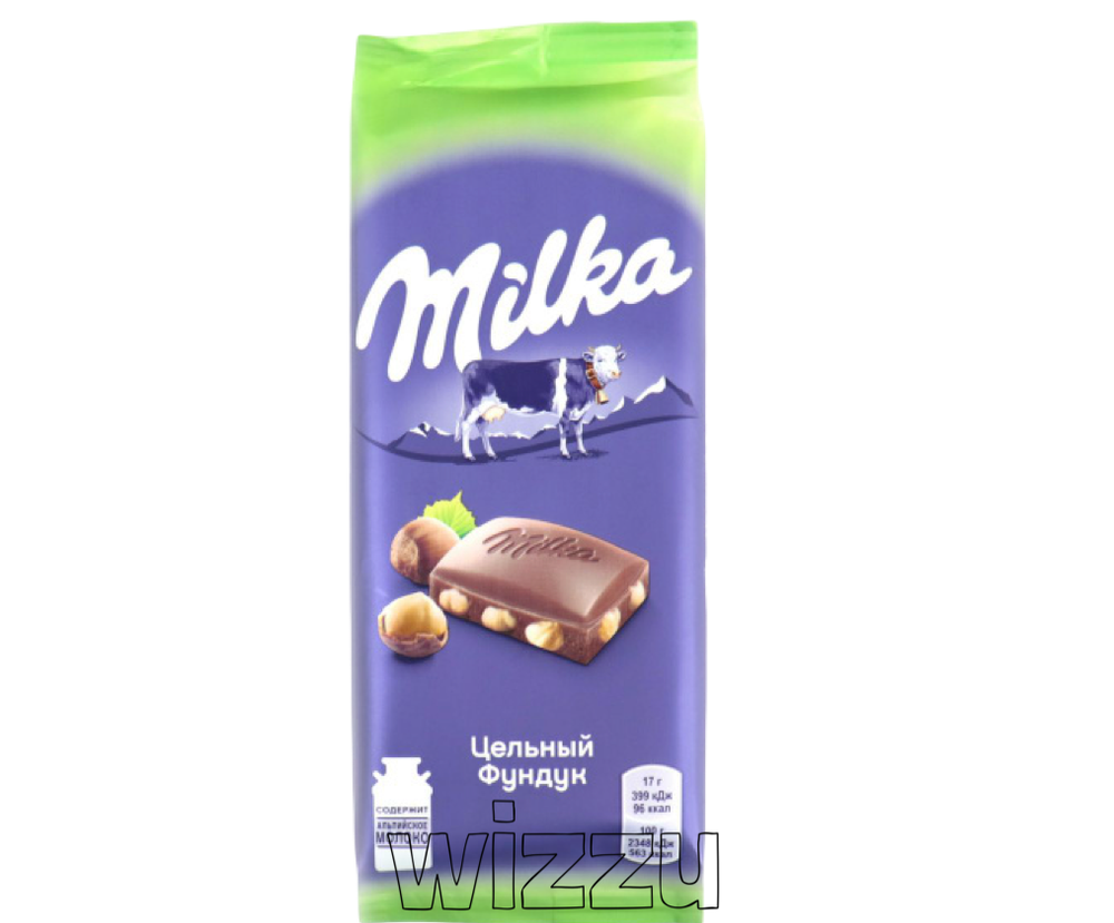 MILKA шок плитка  95гр Whole Hazelnuts (Милка с цельным фундуком) (17)