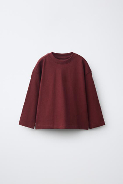 ZARA ОДНОТОННЫЙ ЛОНГСЛИВ, БОРДОВЫЙ
