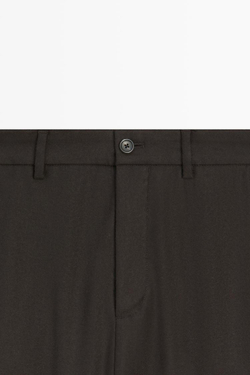 Massimo Dutti Брюки из 100% шерсти с декоративной отделкой на талии, коричневый