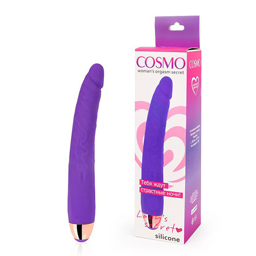 Фиолетовый изогнутый реалистичный вибратор 18см Bior Toys Cosmo CSM-23151