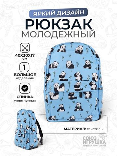 Рюкзак молодежный "Панда" 40*30*17см, 1 отд., карман, боковые карманы