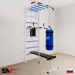 Шведская стенка Sv Sport усиленная 6562 (Турник рукоход/Брусья/Скамья/Канат/Трапеция/Цепь/Мешок 22кг)