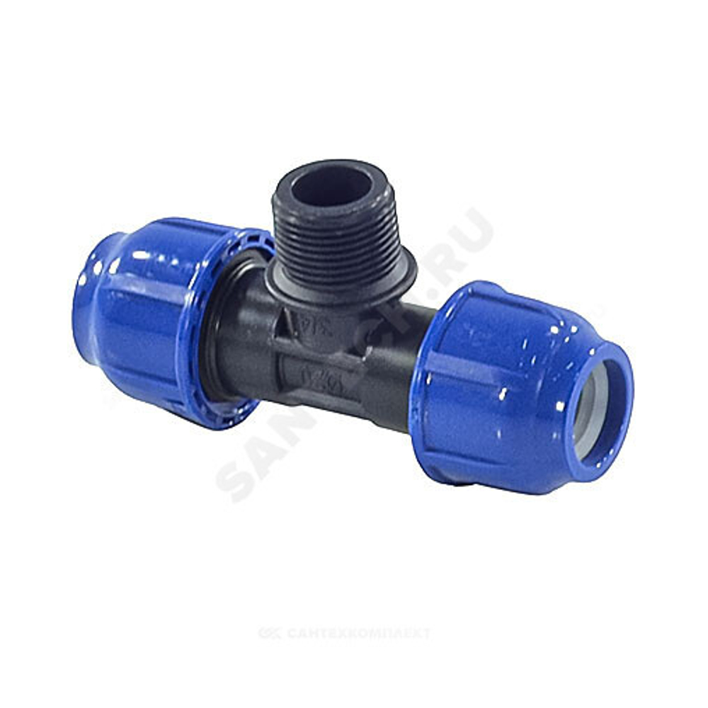 Тройник компрессионный ПЭ Дн 25х3/4"х25 НР Ру16 RTP (РосТурПласт) 11620