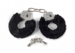Наручники со стразами и мехом Crystal HandCuffs Black (черный) (Цвет: черный)