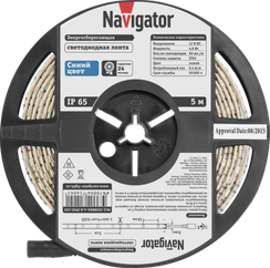 Лента светодиодная Navigator 12V 4,8Вт IP65 бухта 5м синяя 28844