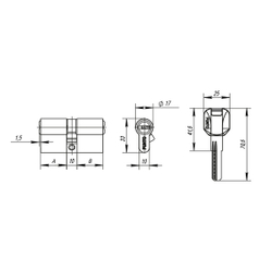 Цилиндровый механизм Z400/80 mm (30+10+40) CP хром 5 кл.