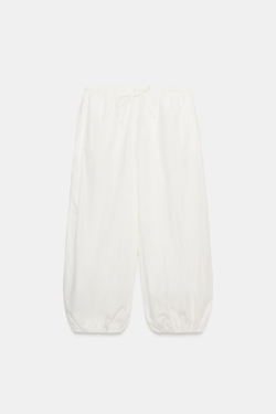ZARA БРЮКИ ИЗ ЭЛАСТИЧНОЙ ТЕХНИЧЕСКОЙ ТКАНИ, БЕЛЫЙ
