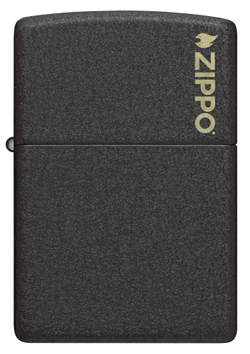 Зажигалка ZIPPO Logo с покрытием Black Crackle, латунь/сталь, чёрная, матовая, 38x13x57 мм, шт