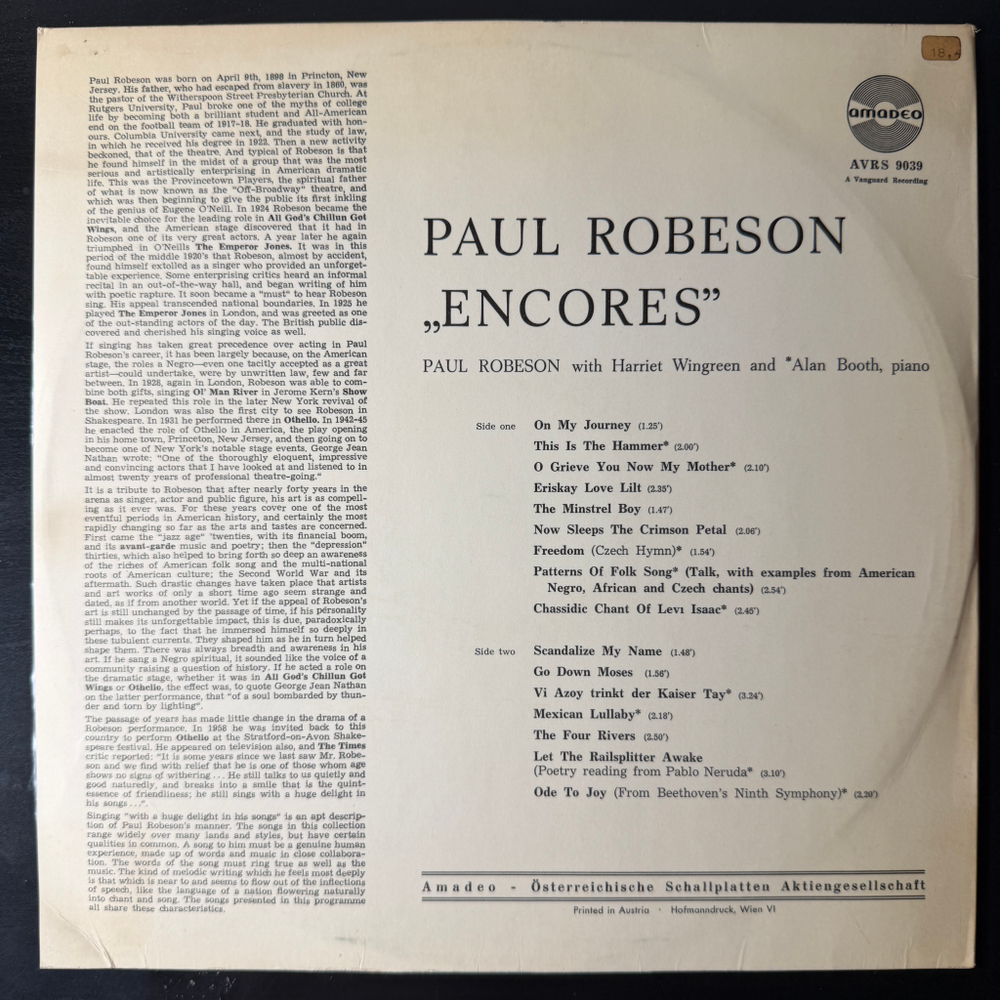 Paul Robeson - Encores (Австрия)