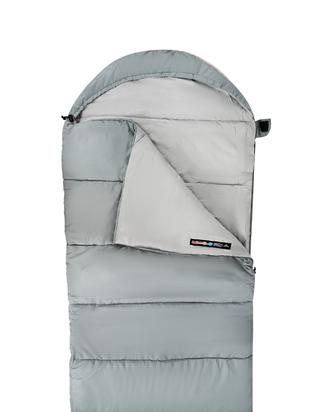 Спальный мешок Naturehike M300 с капюшоном, cерый (CNK2350WS023), молния слева