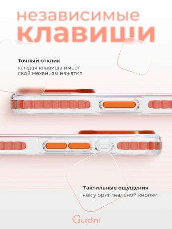 Чехол накладка iPhone 16 Pro 6.3" Gurdini Ocean Case (6) Transparent оранжевый