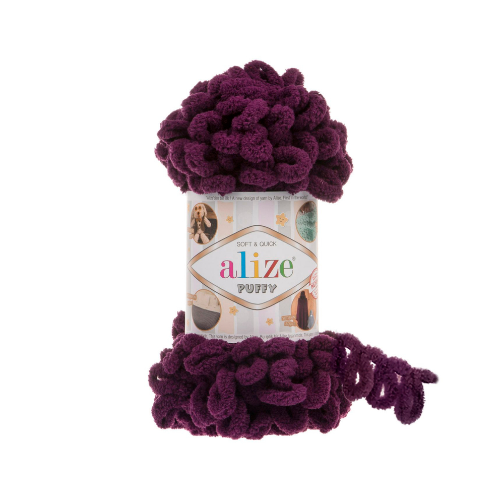 Пуффи (Puffy) пряжа Alize 100%микрополиэстер 5х100г/9,2 м 111 сливовый