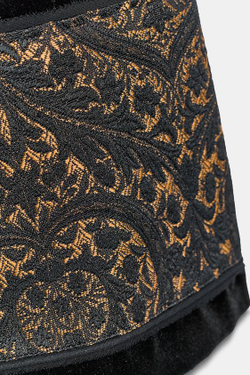 ZARA КОМБИНИРОВАННОЕ ПАЛЬТО ИЗ БАРХАТА С ЖАККАРДОМ — ZW COLLECTION, ЧЕРНЫЙ