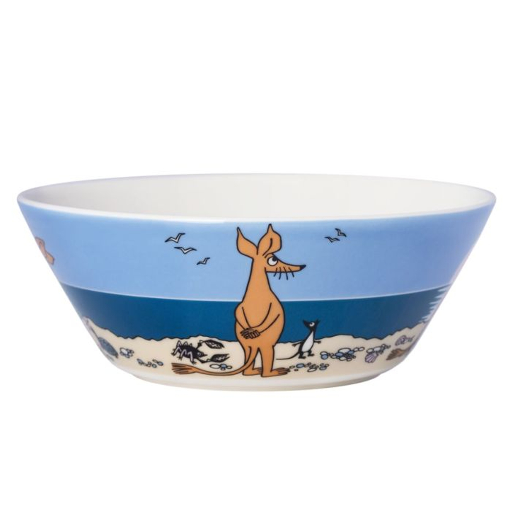 Тарелка глубокая Moomin Arabia "Nipsu rannalla/Нипсу на пляже", фарфор Vitro, синяя 15 см