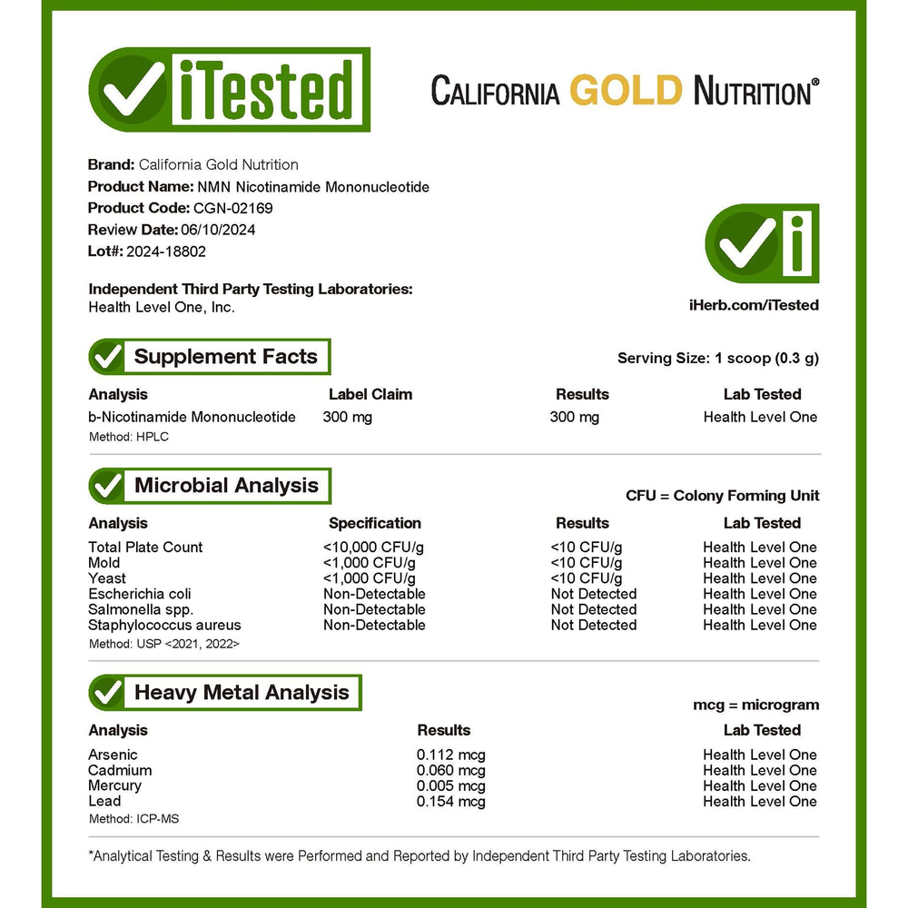 California Gold Nutrition, NMN в порошке, 30 г (1,06 унции)